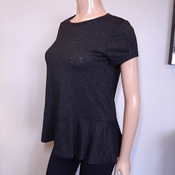 3/$20 Joe Fresh Metallic Peplum Tshirt Crew Neck Top - Picture 2 of 10